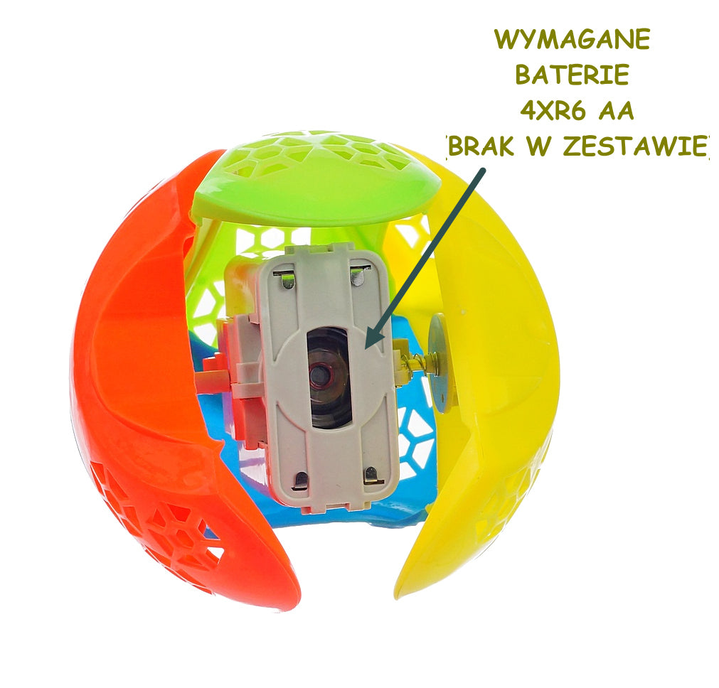 PIŁKA GRAJĄCA SKACZĄCA ROZKŁADANA NA PUZZLE LED 38CM E0314 EMAJ