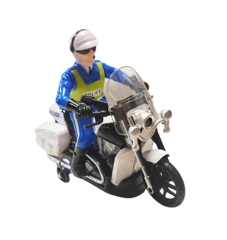 MOTOR POLICJA Z POLICJANEM WESOŁA MUZYKA PODŚWIETLENIA KOLOROWE 20CM E2011