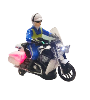 MOTOR POLICJA Z POLICJANEM WESOŁA MUZYKA PODŚWIETLENIA KOLOROWE 20CM E2011