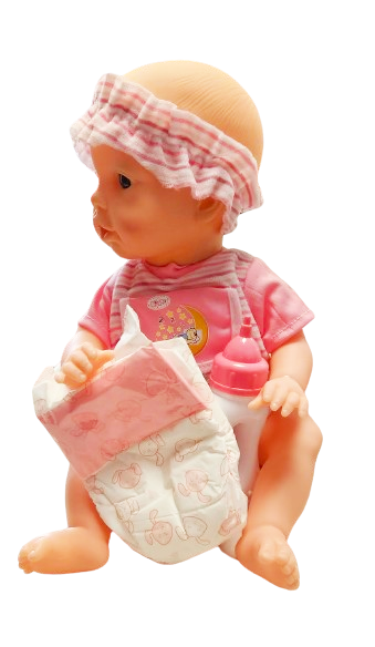 LALKA BOBAS Z OPASKĄ AKCESORIA PLECAK BUTELKA PIELUSZKA E2447 EMAJ