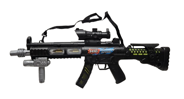 KARABIN MASZYNOWY M16 LASERY DŹWIĘK TŁUMNIK PASEK 72CM E1929 EMAJ