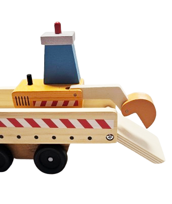 AUTO DREWNIANE TRUCK ZESTAW 3 AUT KOPARKA PRZYCZEPA 44CM E2353 EMAJ