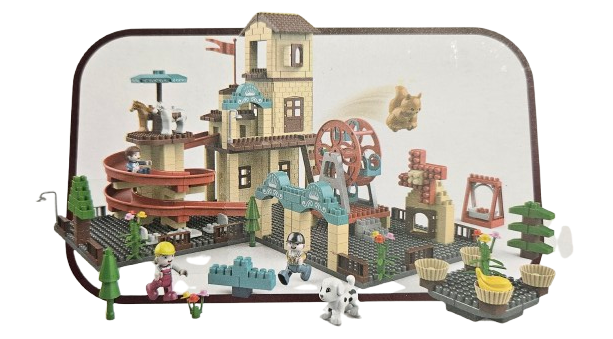 KLOCKIE WIELKIE 3+ OGRÓD FIGURKI ZWIERZĘTA PLAC ZABAW KARUZELE 531 ELEM E2438