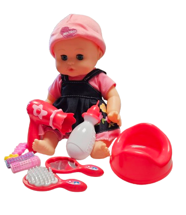 LALKA BOBAS 33cm Z DŹWIEKIEM NOCNIK PIELUSZKA 12elementów E2449 EMAJ