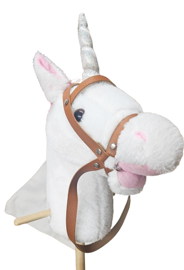 JEDNOROŻEC KOŃ BIAŁY NA KIJU KÓŁECZKO HOBBY HORSE 110CM E2234