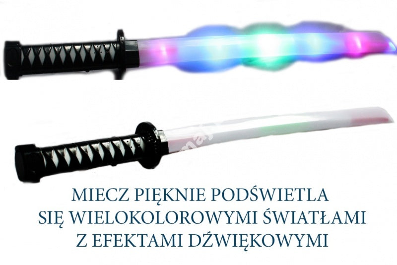 MIECZ ŚWIETLNY WIELOKOLOROWY Z DŹWIEKIEM ŚWIECĄCE GADŻETY 69CM E1648 EMAJ