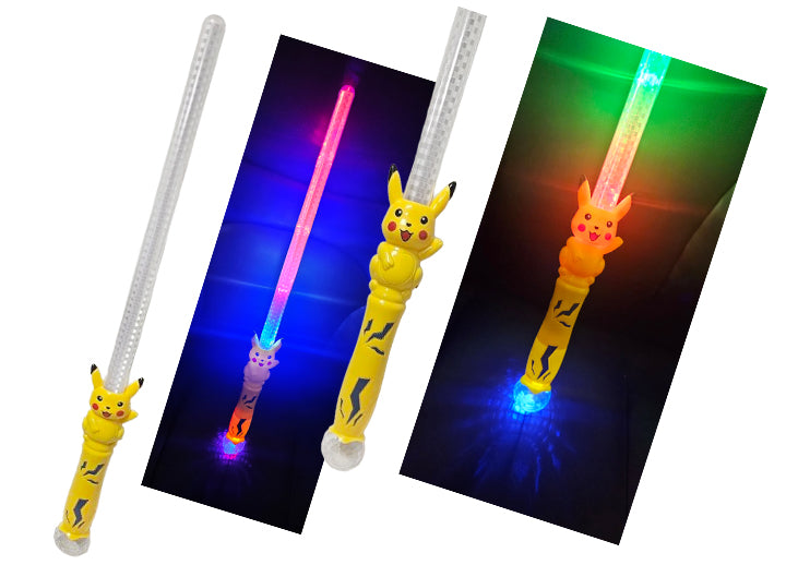 MIECZ ŚWIECĄCY ANIMACJA PIKACZU ŻÓŁTY Z KULĄ DISCO 65CM E2465