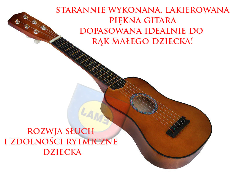 DREWNIANA GITARA 6 STRUN METALOWYCH 54 CM E1499 EMAJ