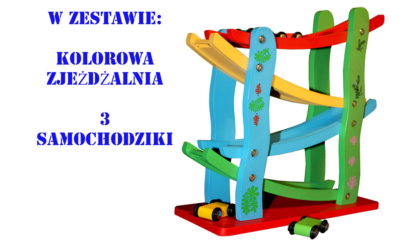 ZJEŻDŻALNIA DREWNIANA 30cm ŚLIZG AUTKA E2366 EMAJ