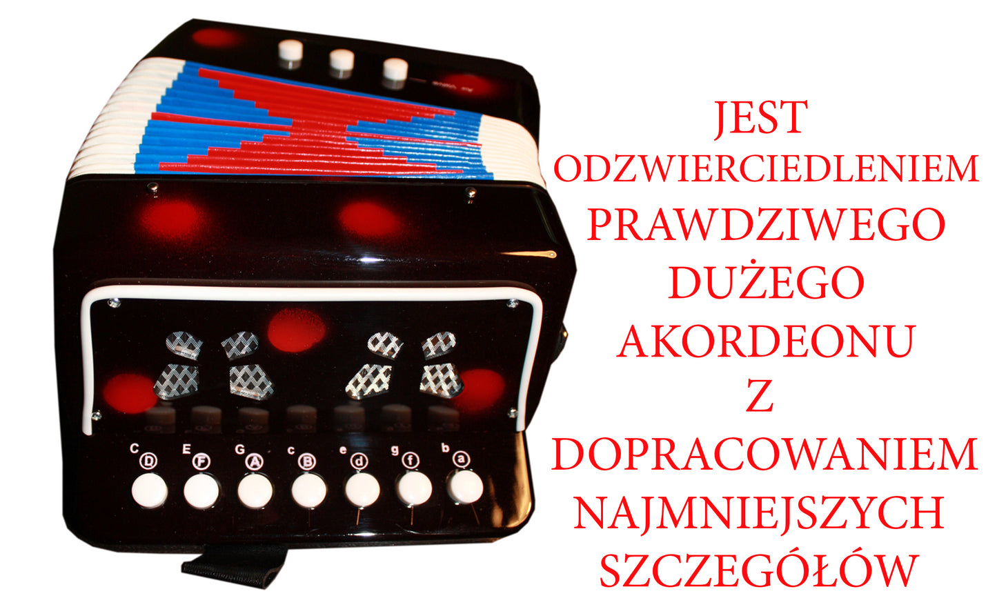 AKORDEON DLA DZIECI Z OPISANĄ GAMĄ DO NAUKI HARMONIA E0328 EMAJ