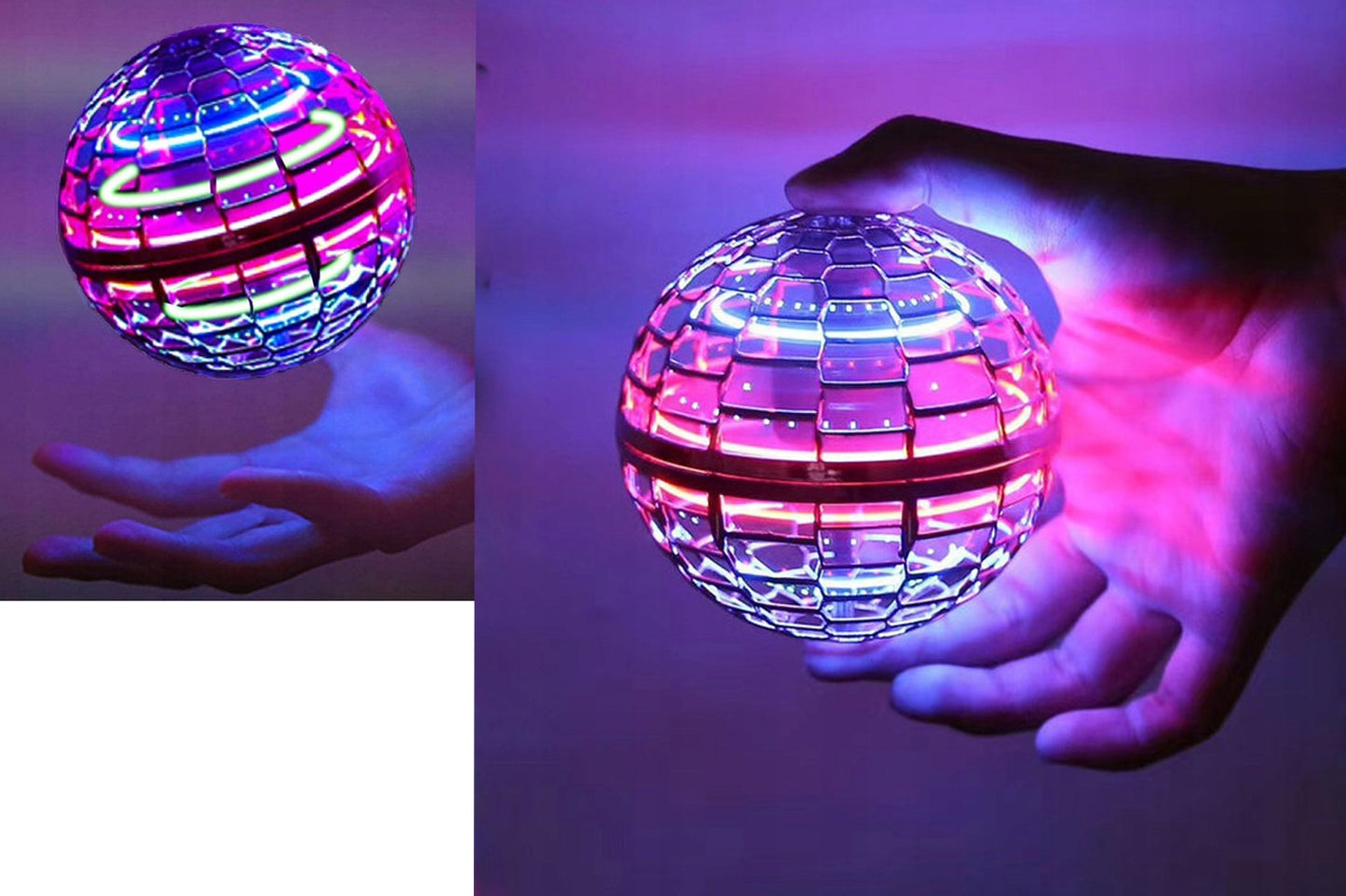 LATAJĄCA PIŁKA FIDGET SPINNER Flynova LED ŚWIECI KULA 2051 EMAJ