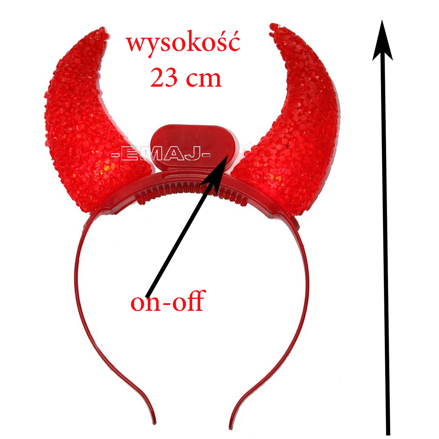 ŚWIECĄCE ROGI DIABELSKIE OPASKA NA GŁOWĘ GADŻETY ŚWIECĄCE E2300 E0099 EMAJ