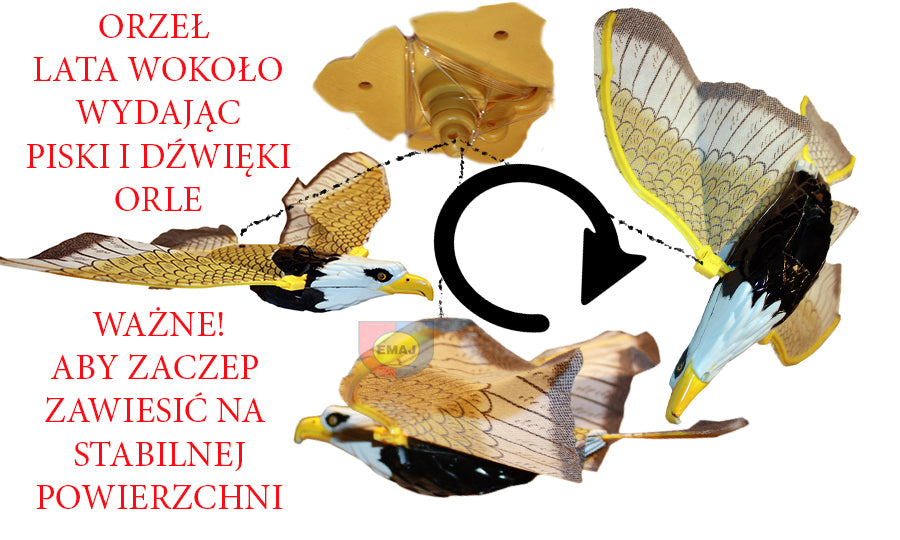 ORZEŁ LATAJĄCY Z DŹWIĘKIEM NA ŻYŁCE ZESTAW ŚWIECĄCE OCZY E1666 EMAJ