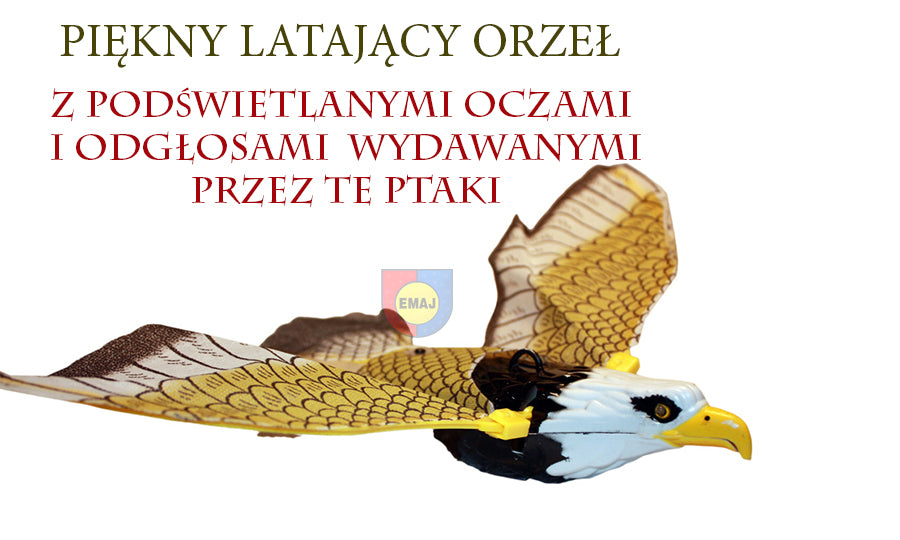 ORZEŁ LATAJĄCY Z DŹWIĘKIEM NA ŻYŁCE ZESTAW ŚWIECĄCE OCZY E1666 EMAJ