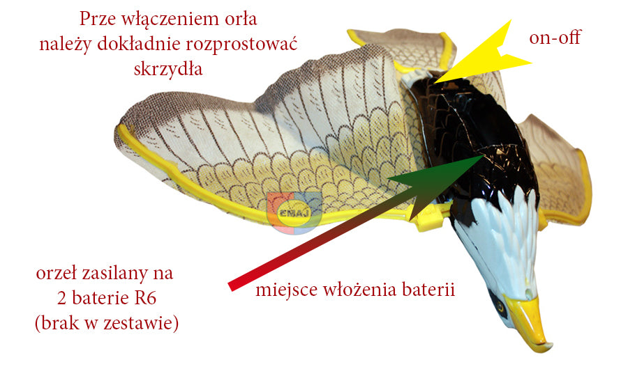 ORZEŁ LATAJĄCY Z DŹWIĘKIEM NA ŻYŁCE ZESTAW ŚWIECĄCE OCZY E1666 EMAJ