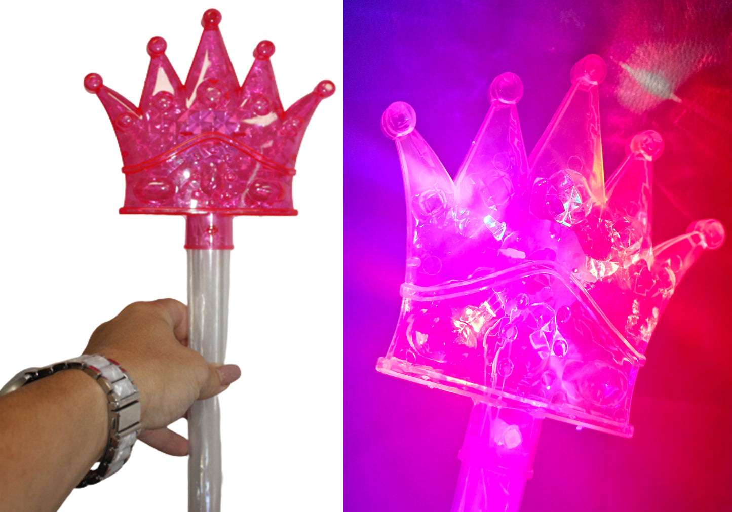 RÓŻDŻKA Z BERŁEM 50CM KORONA PIĘKNY BLASK KORONY Z KULĄ DISCO ŚWIECĄCE GADŻETY E1507
