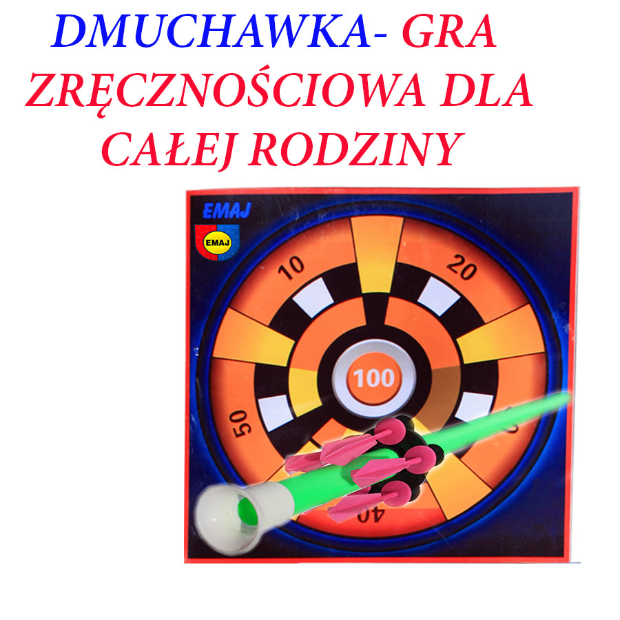 DMUCHAWKA STRZELAWKA GRA RODZINNA ZRĘCZNOŚCIOWA PLANSZA STRZAŁKI E0025