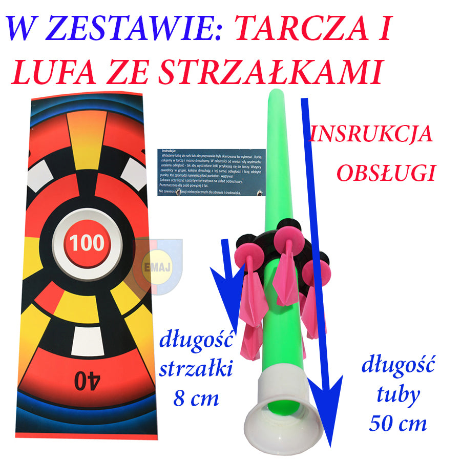 DMUCHAWKA STRZELAWKA GRA RODZINNA ZRĘCZNOŚCIOWA PLANSZA STRZAŁKI E0025