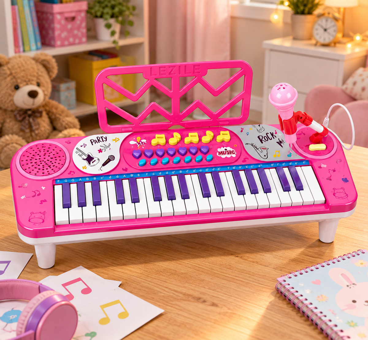 KEYBOARD DLA DZIECI 37 KLAWISZY + MIKROFON PIANINKO E2805 EMAJ