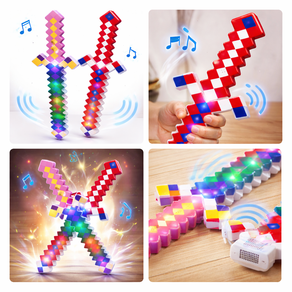 MIECZ LED PIXELOWY ŚWIECĄCY KWADRATY DŹWIĘK 632CM E0905 EMAJ