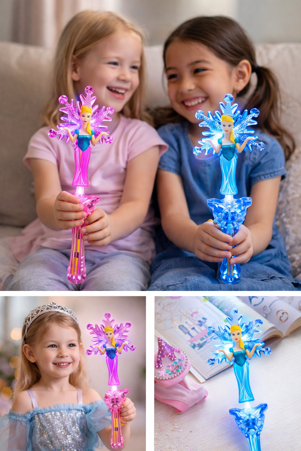 RÓŻDŻKA KSIĘŻNICZKI ŚNIEŻYNKA Z KSIĘŻNICZKĄ LED DŻWIĘK 42CM E2094 EMAJ