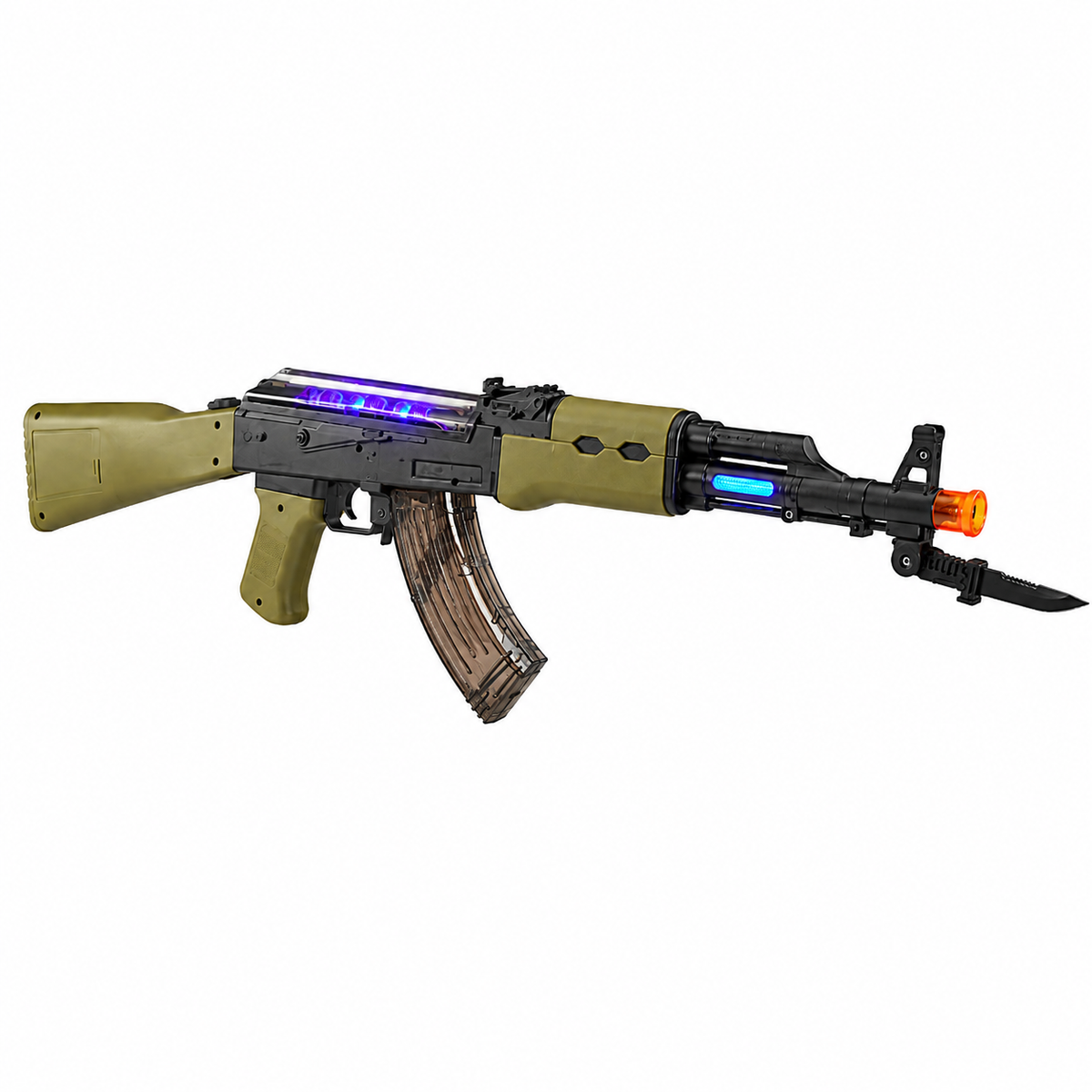 KARABIN WOJSKOWY AK ZABAWKA LED DŹWIĘK SKŁADANY BAGNET 72CM E1928 EMAJ