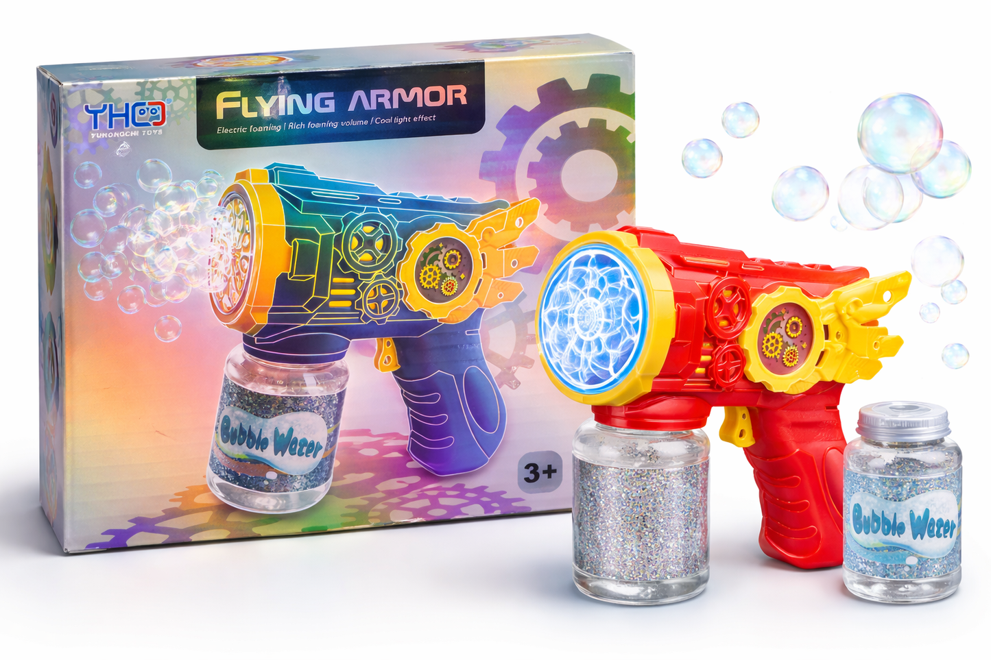 MEGA PISTOLET DO BANIEK MYDLANYCH LED AUTOMAT BAŃKI + PŁYN E2303 EMAJ