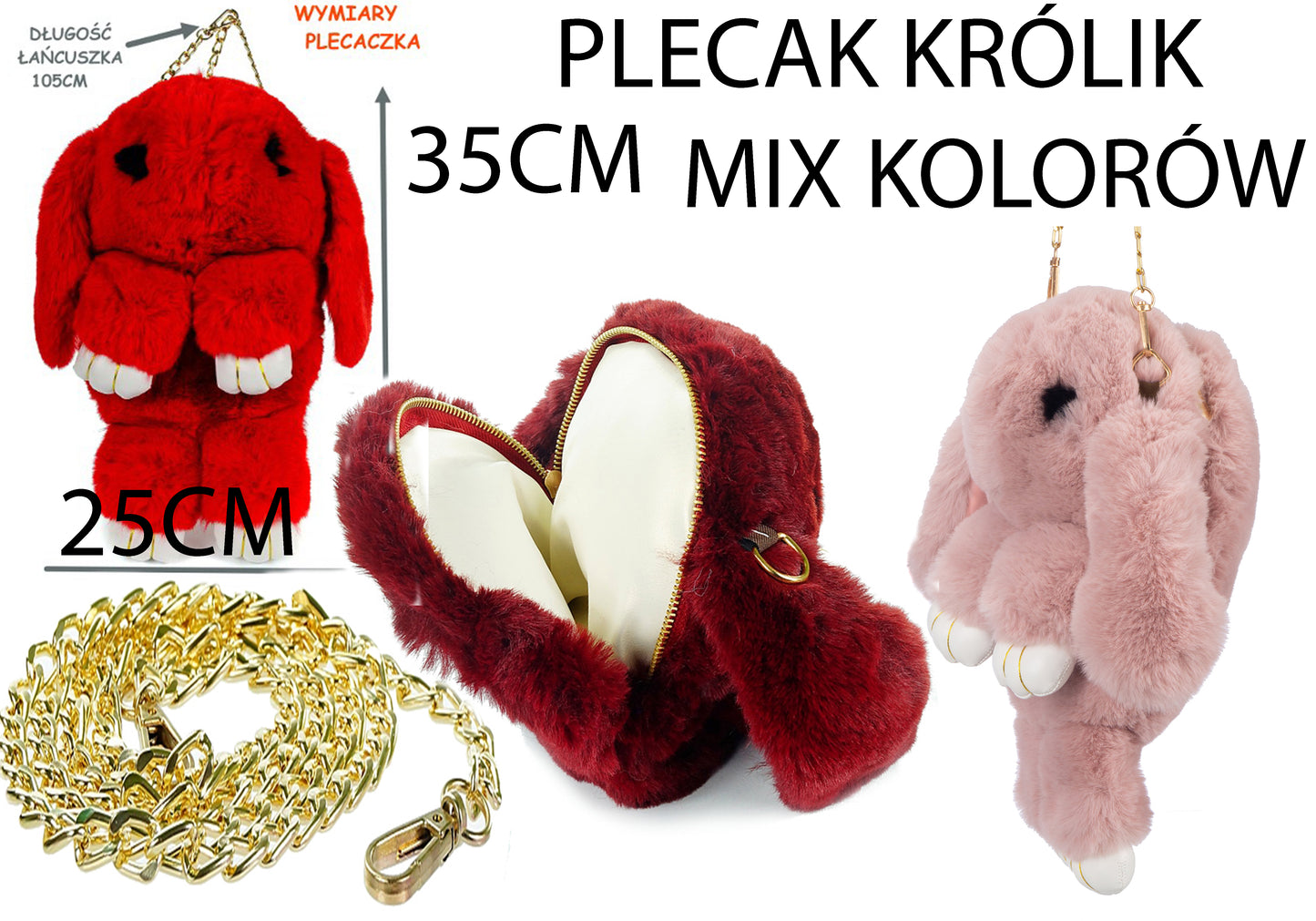 PLECAK KRÓLIK TOREBKA MIX KOLOR 36 CM E1526 EMAJ