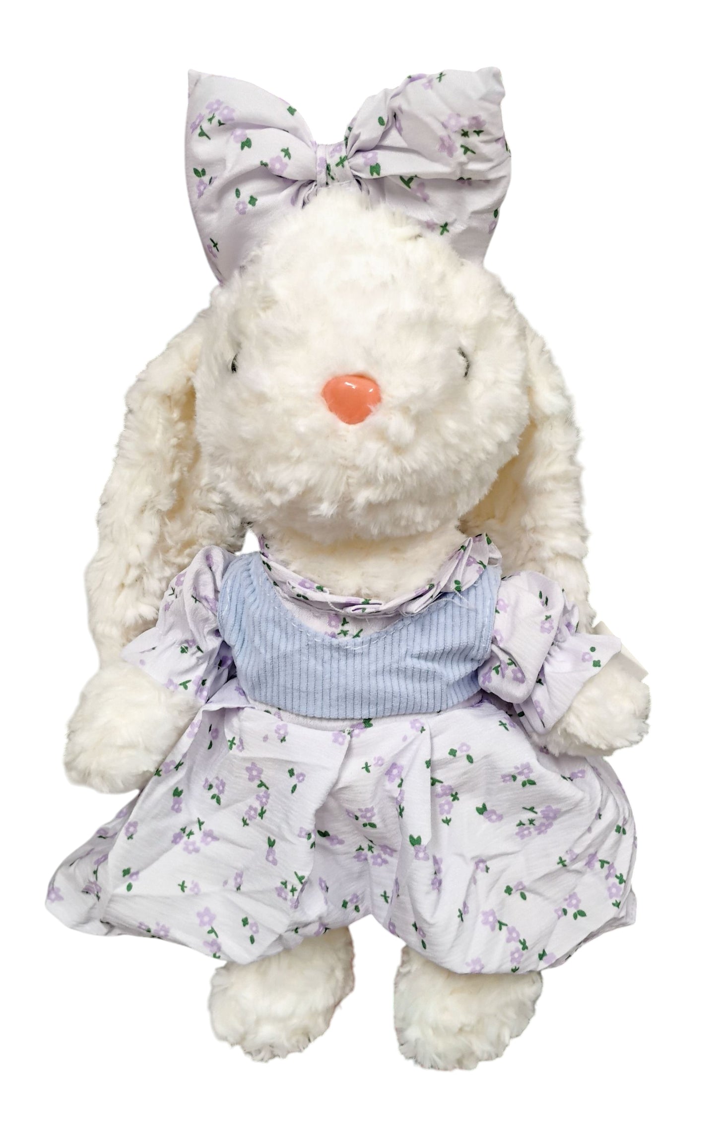 MASKOTKA KRÓLIK ZAJĄC W SIELSKIEJ SUKIENCE W KWIATKI 34CM E2633 EMAJ