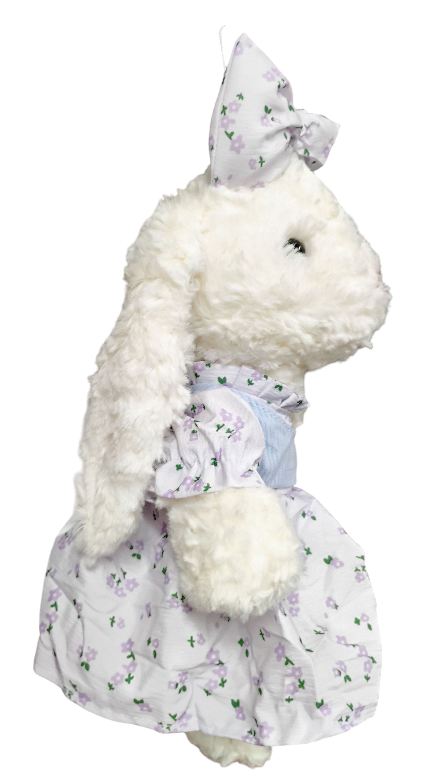 MASKOTKA KRÓLIK ZAJĄC W SIELSKIEJ SUKIENCE W KWIATKI 34CM E2633 EMAJ