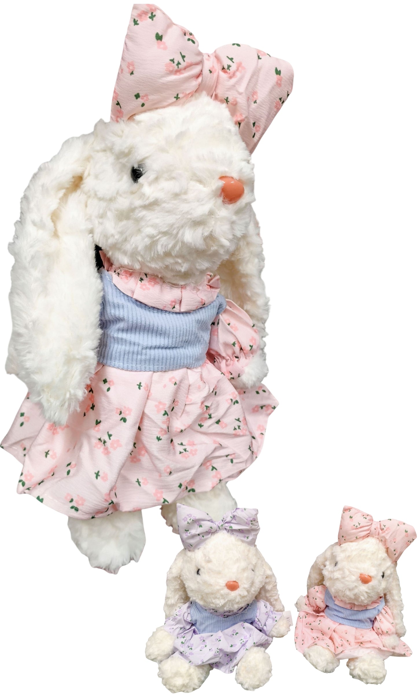 MASKOTKA KRÓLIK ZAJĄC W SIELSKIEJ SUKIENCE W KWIATKI 34CM E2633 EMAJ