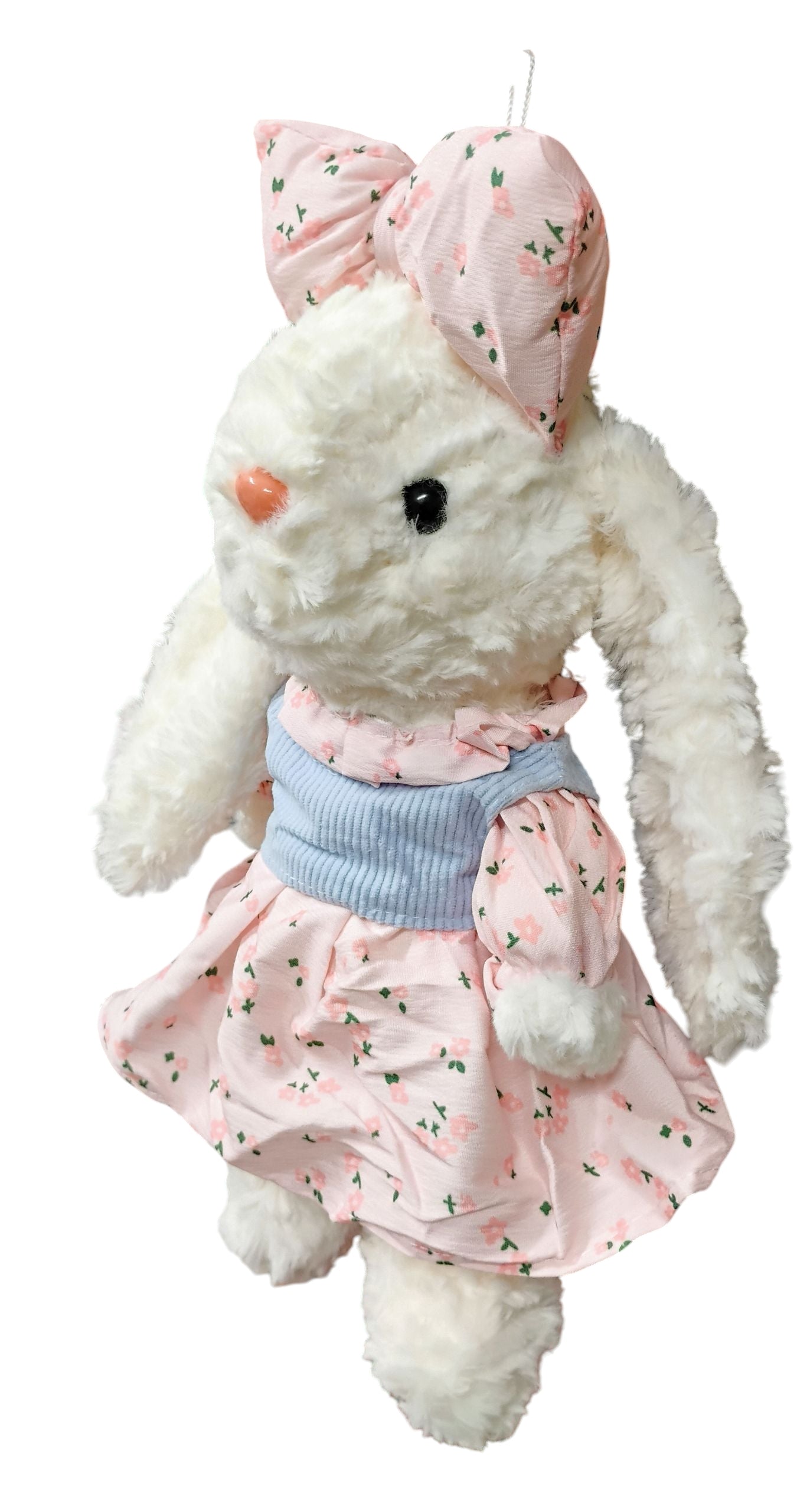 MASKOTKA KRÓLIK ZAJĄC W SIELSKIEJ SUKIENCE W KWIATKI 34CM E2633 EMAJ