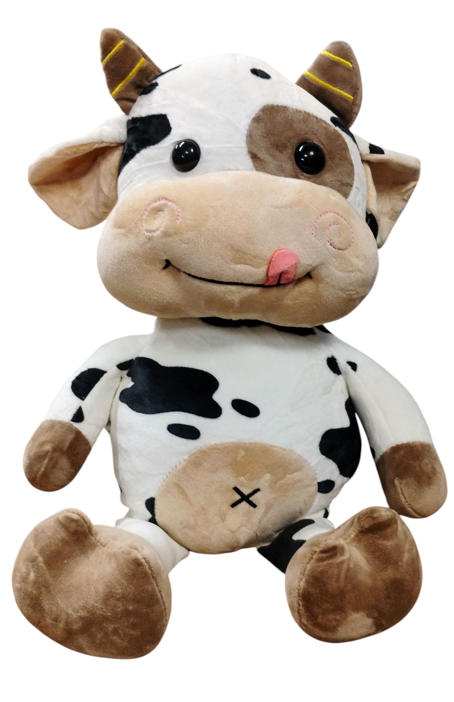 MASKOTKA PLUSZOWA PRZYTULANKA DUŻA KROWA KRÓWKA ŁACIATA 50CM E2629 EMAJ