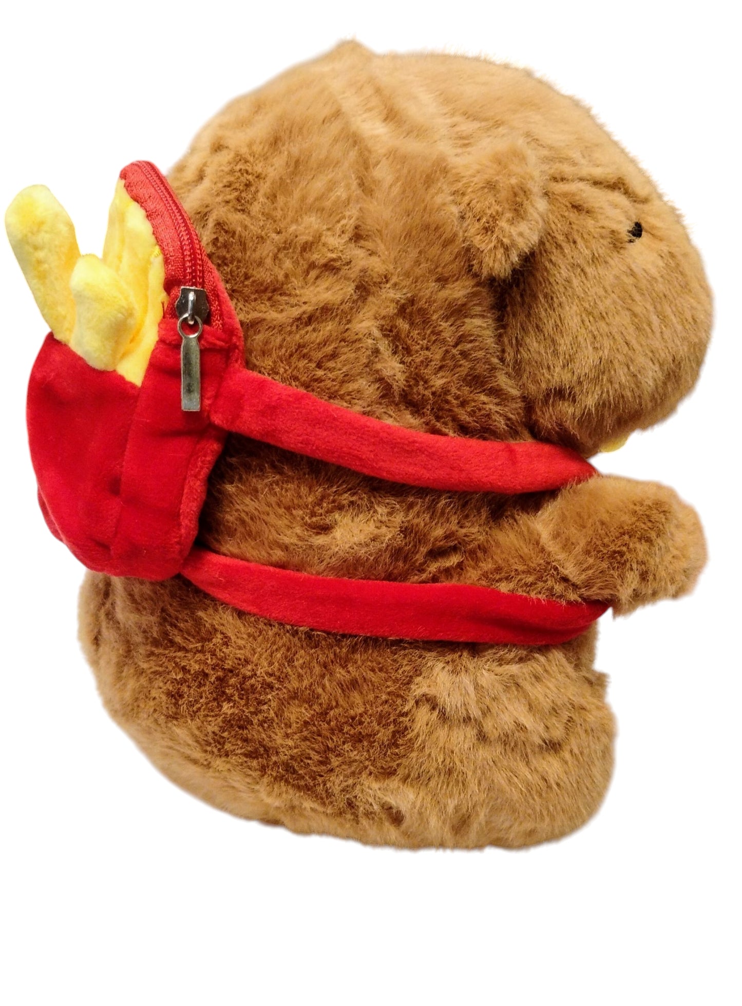 MASKOTKA MIŚ KAPIBARA FRYTKI W PLECAKU PLUSZAK Z WIBRACJAMI 20CM E2649 EMAJ
