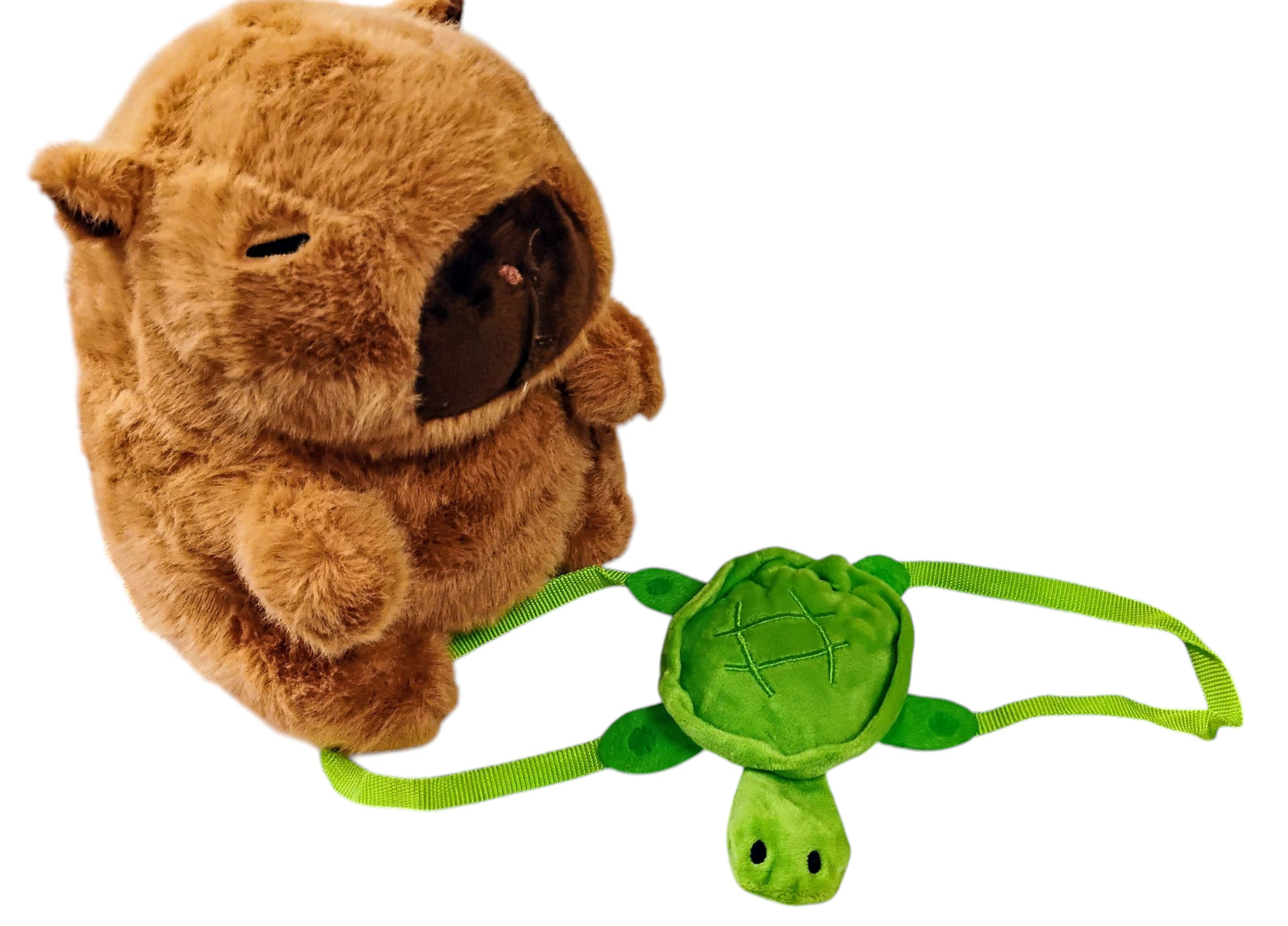 MASKOTKA PLUSZOWA MIŚ KAPIBARA PLECAK ZIELONY ŻÓŁWIK 20CM E2644 EMAJ