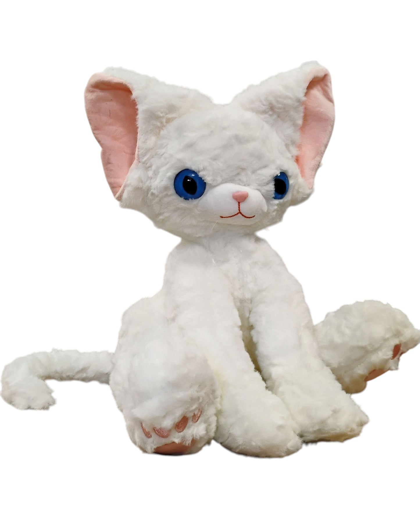 MASKOTKA PLUSZAK UNIKATOWY KOT BIAŁY LUB CZARNY DUŻE USZY 32CM E2689 EMAJ