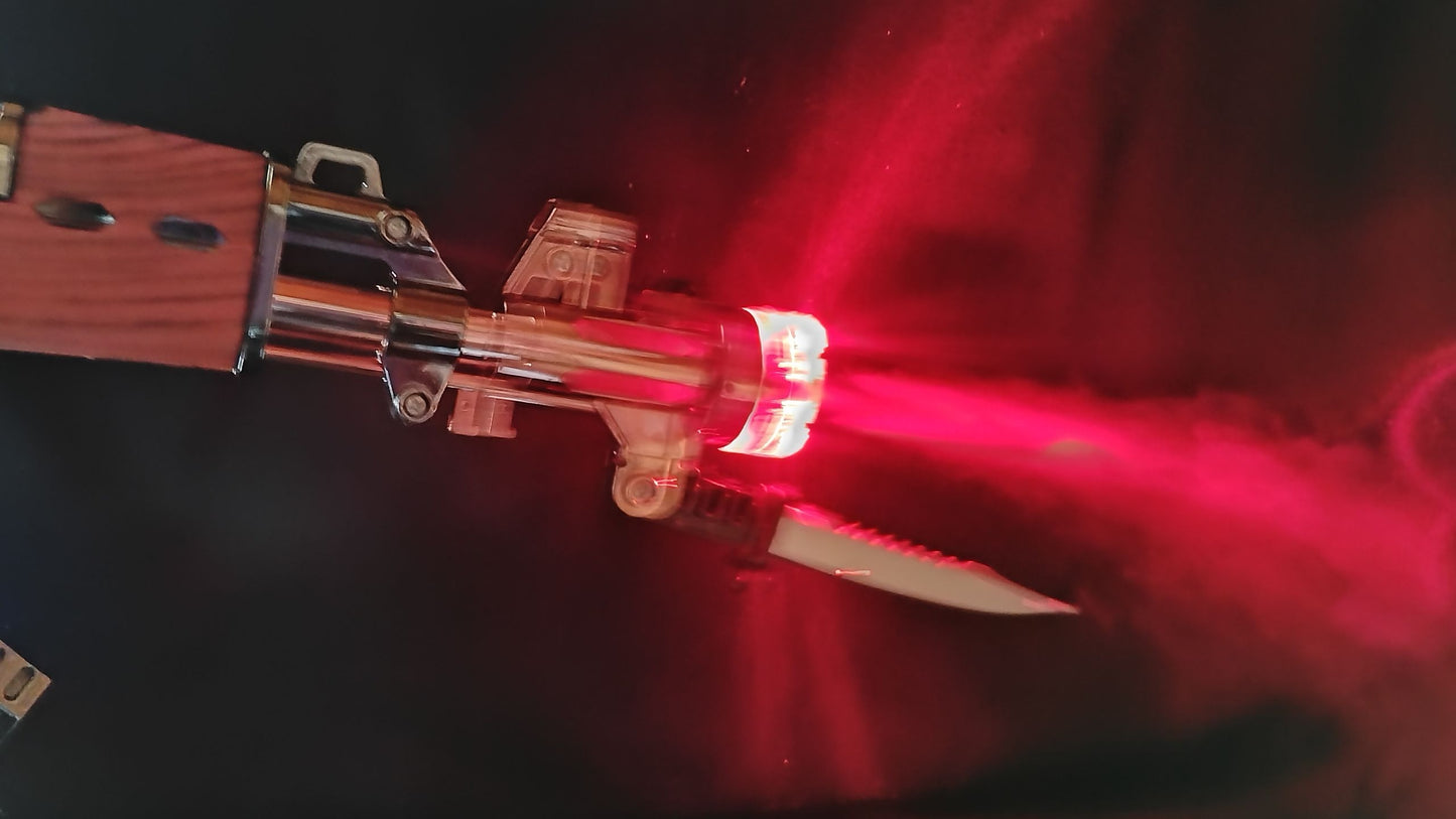 KARABIN AK-47 ZABAWKA Z BAGNETEM PARĄ WODNĄ EFEKT LED DŹWIĘK 44CM E2614 EMAJ
