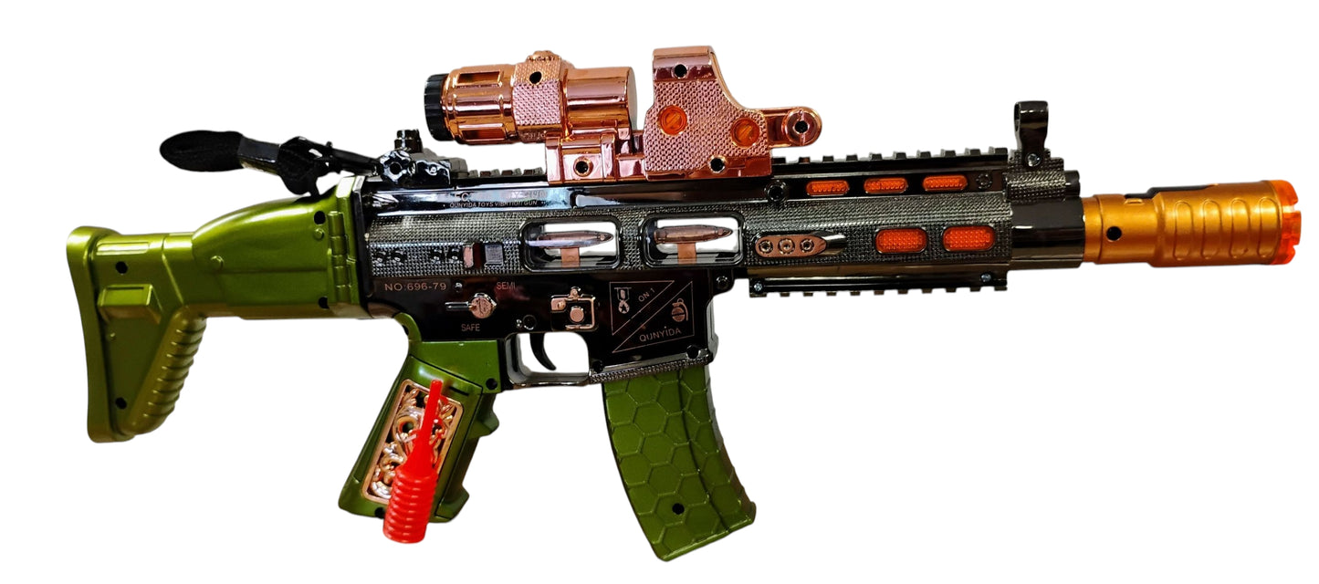 KARABIN MEGA DUŻY PISTOLET 45cm LED DŹWIĘK DYM PARA WODNA E2619 EMAJ