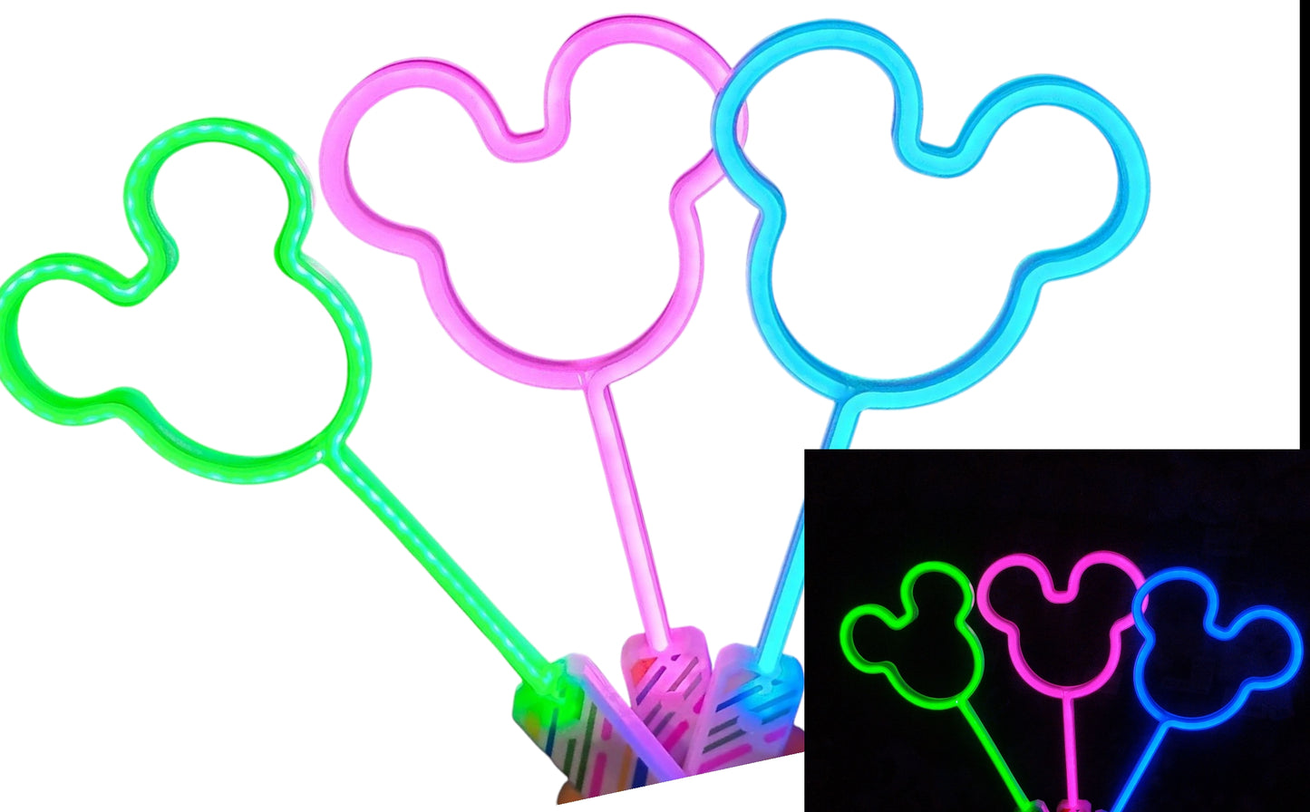 HIT! MAGICZNE RÓŻDŻKI MIKI LED 43cm NEONOWE ŚWIATŁO MYSZKA E2119 EMAJ