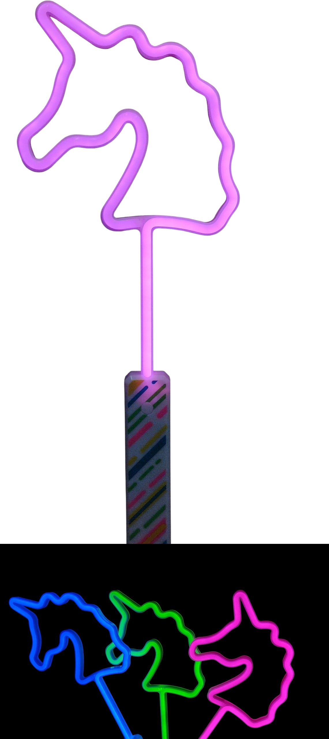 RÓŻDŻKA LED NEON JEDNOROŻEC 46cm 3 KOLORY HIT IMPREZA ZABAWA E2115 EMAJ
