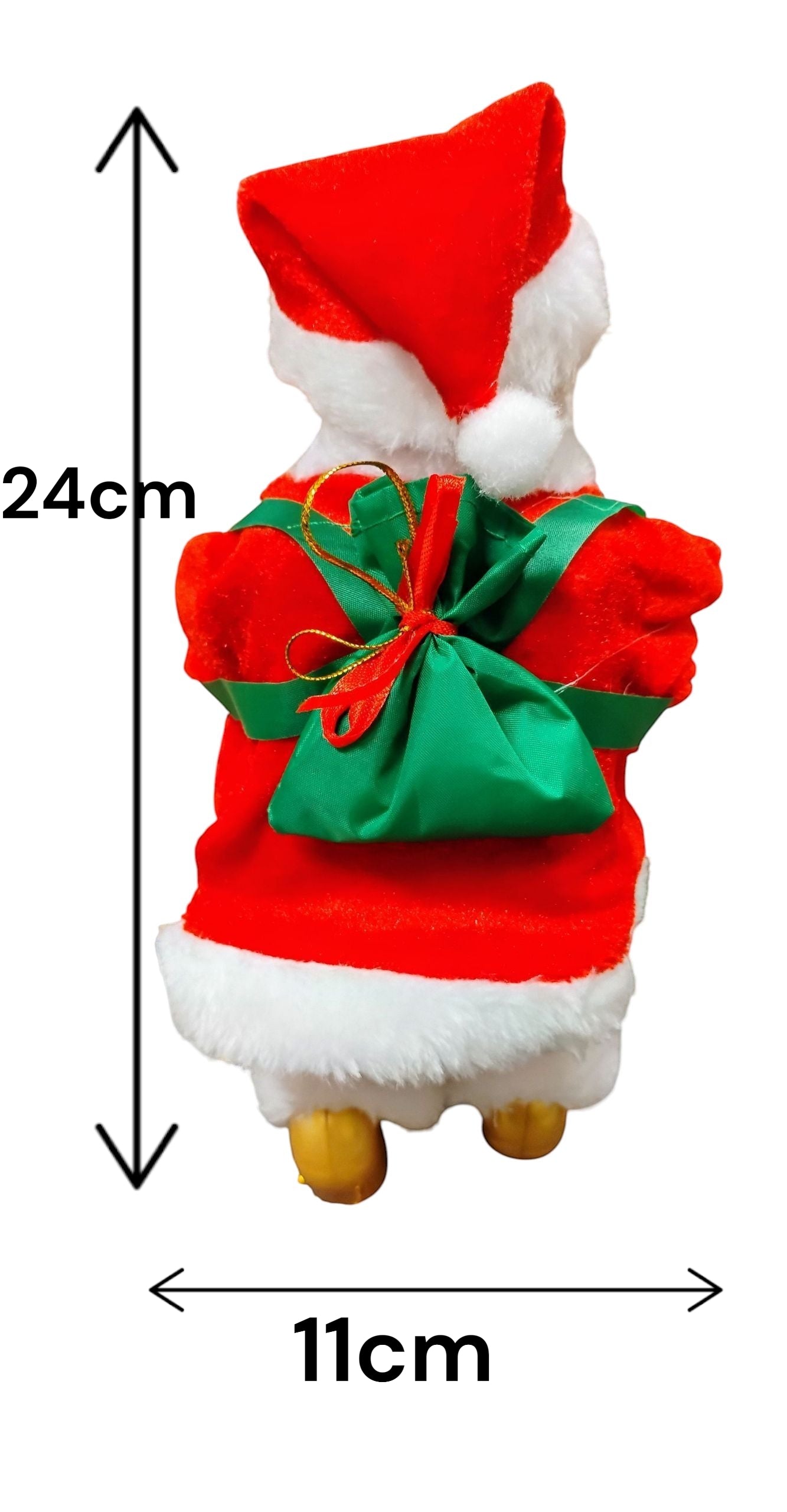 MIKOŁAJ WSPINAJĄCY SIĘ PO ZŁOTEJ LINIE MELODIA ŚWIATŁO 24CM MAGICZNA OZDOBA EMAJ