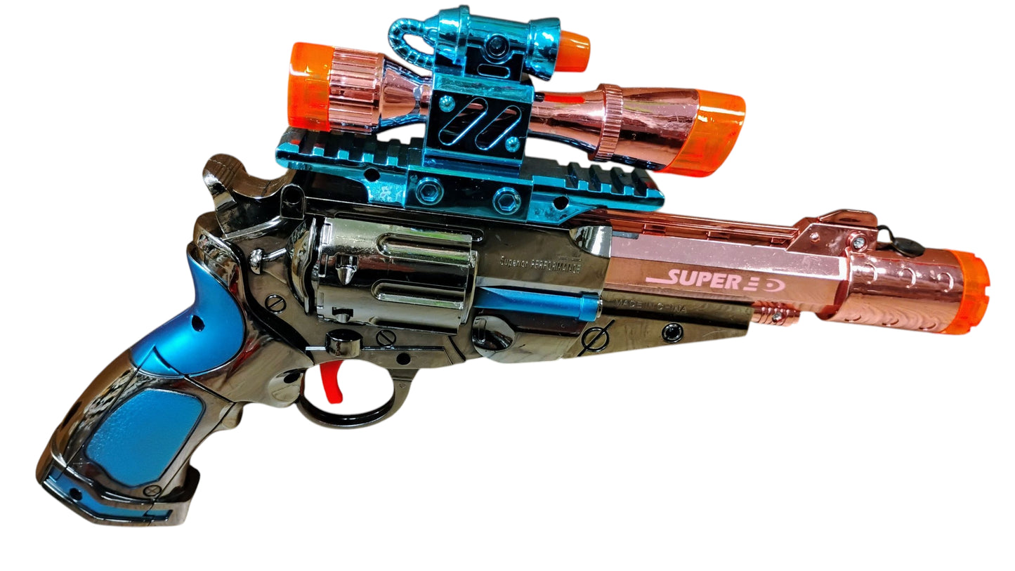 REWOLWER ZABAWKA MEGA PISTOLET Z EFEKTEM PARY WODNEJ DYMU 27CM E2615 EMAJ