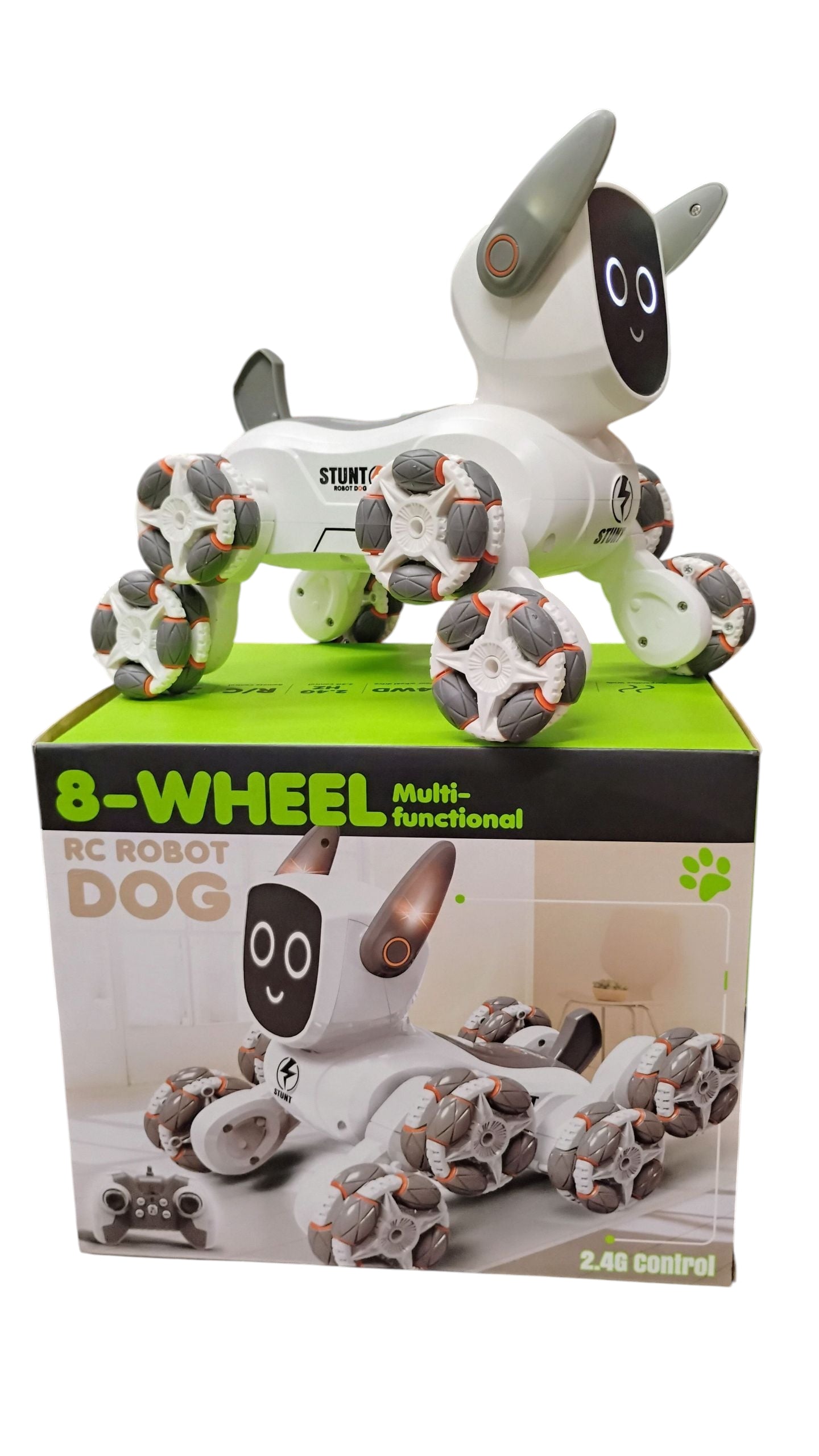 RC ROBOT DOG 8-KOŁOWY INTERAKTYWNY PIES ZDALNIE STEROWANY 2.4GHz E2572 EMAJ