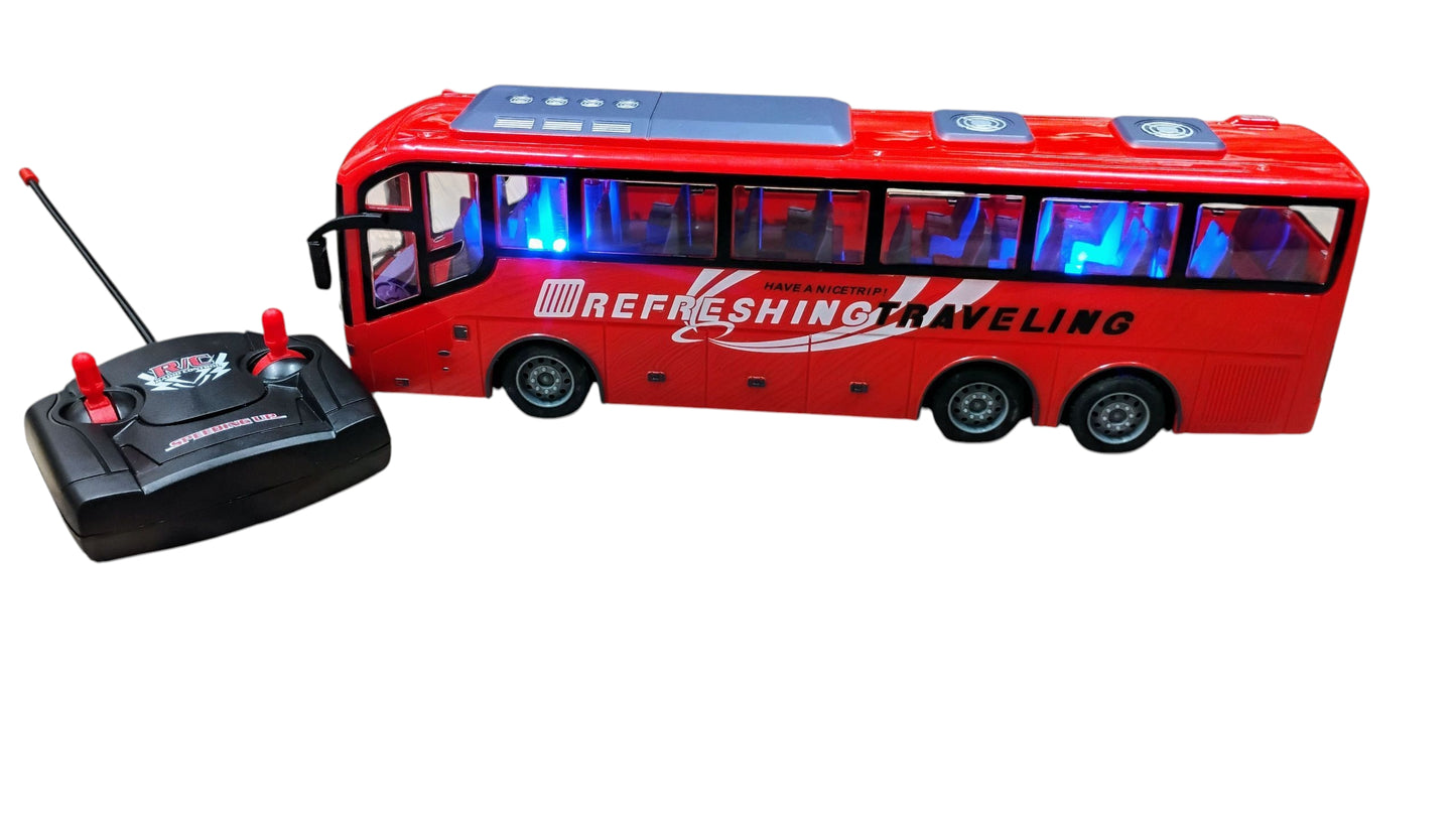 AUTOBUS CZERWONY ZDALNIE STEROWANY + PILOT RC 32CM LED, DŹWIĘKI E2596 EMAJ