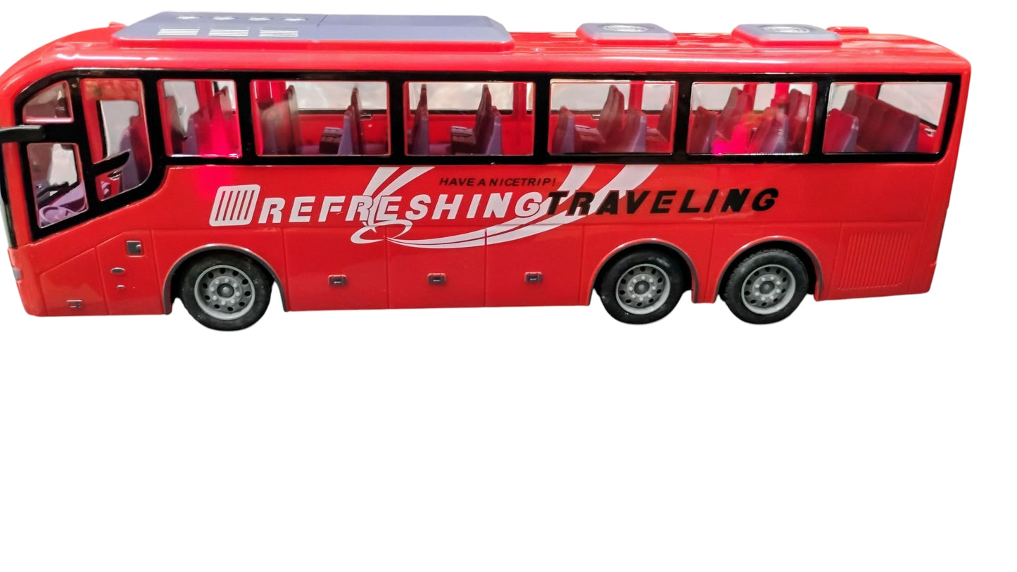 AUTOBUS CZERWONY ZDALNIE STEROWANY + PILOT RC 32CM LED, DŹWIĘKI E2596 EMAJ