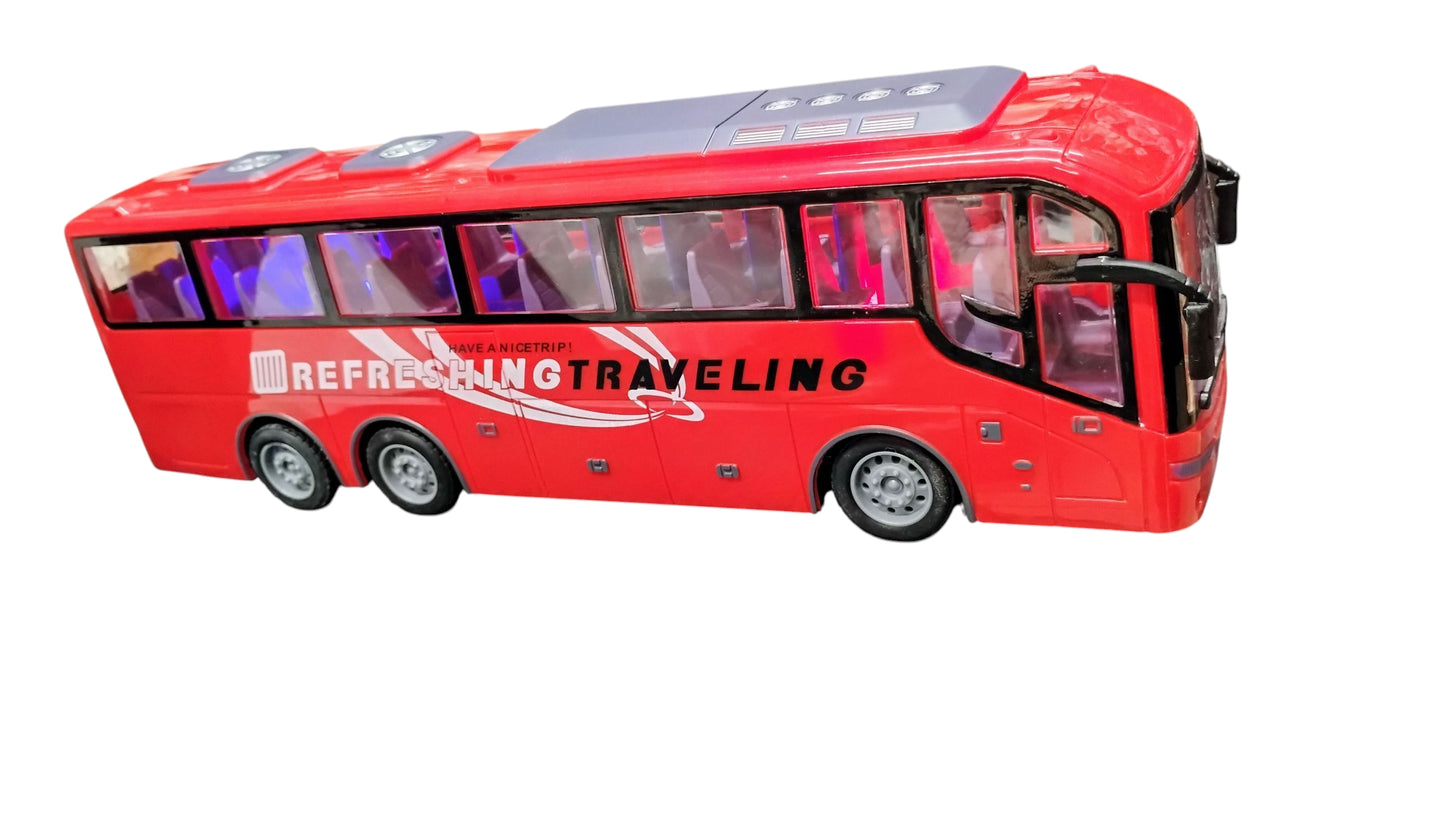 AUTOBUS CZERWONY ZDALNIE STEROWANY + PILOT RC 32CM LED, DŹWIĘKI E2596 EMAJ