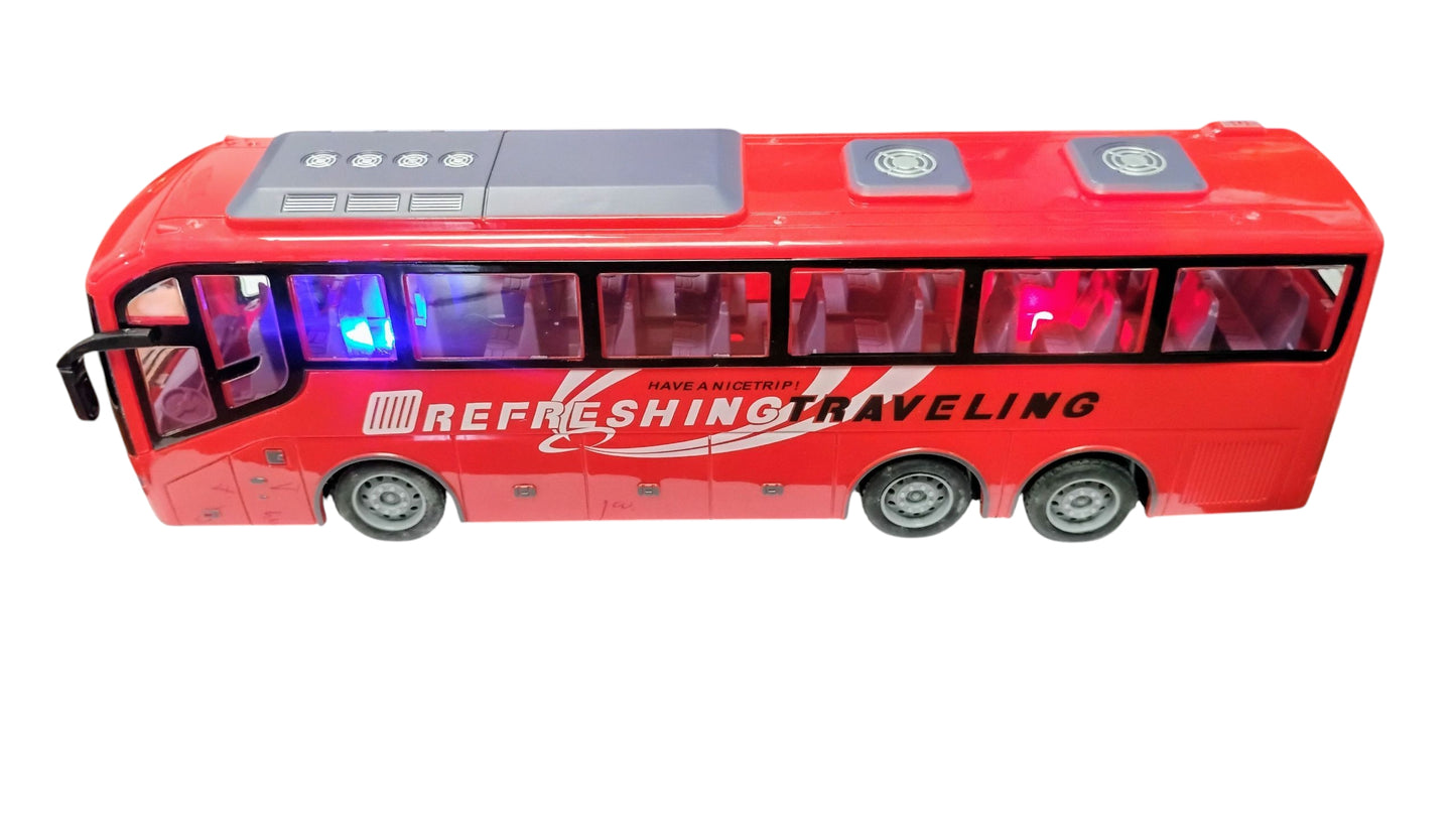 AUTOBUS CZERWONY ZDALNIE STEROWANY + PILOT RC 32CM LED, DŹWIĘKI E2596 EMAJ