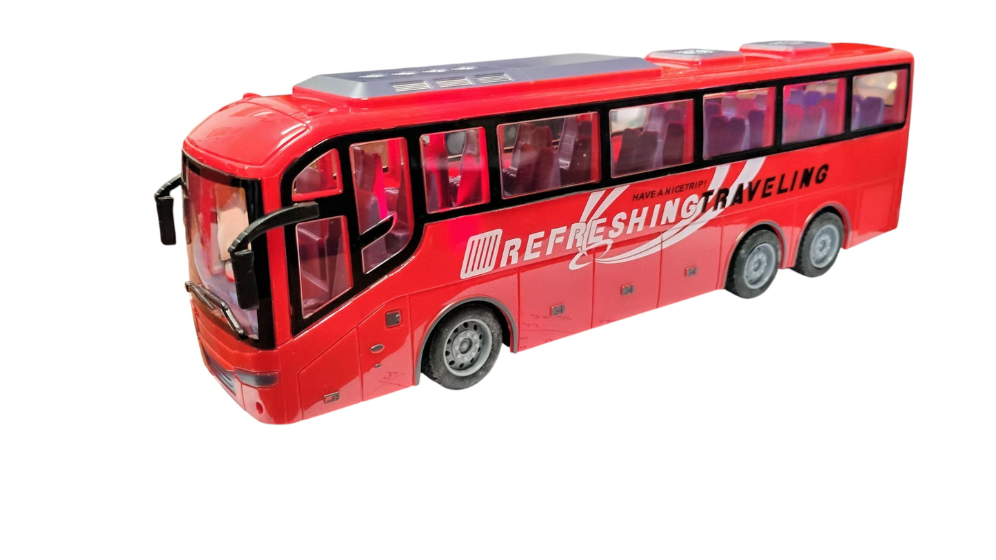 AUTOBUS CZERWONY ZDALNIE STEROWANY + PILOT RC 32CM LED, DŹWIĘKI E2596 EMAJ