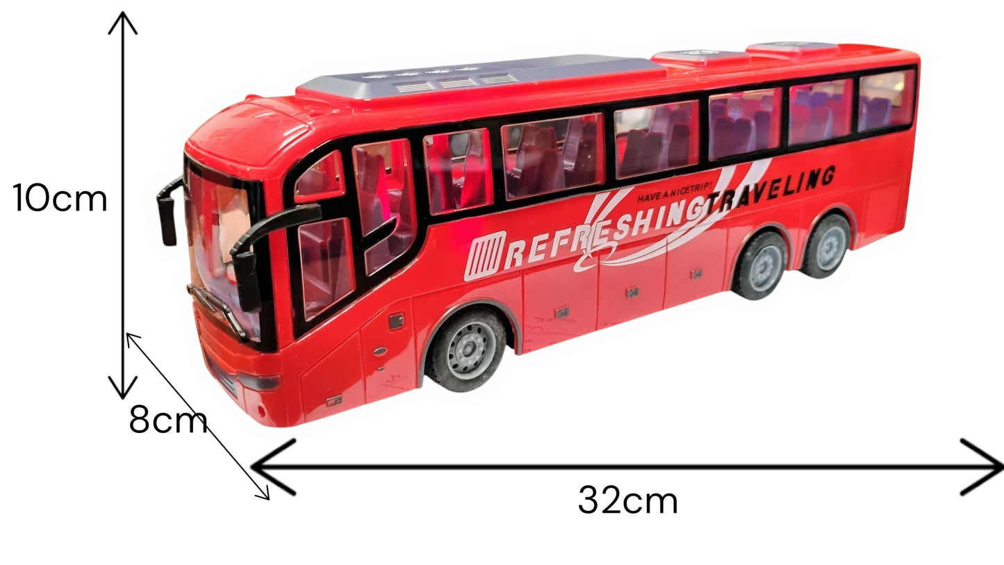 AUTOBUS CZERWONY ZDALNIE STEROWANY + PILOT RC 32CM LED, DŹWIĘKI E2596 EMAJ