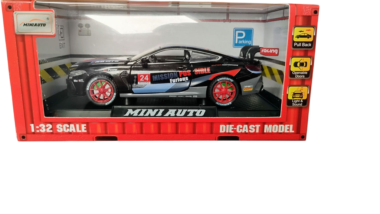 AUTO METALOWE MEGA TURBO RACER 17CM SPORTOWY BOLID LED I DŹWIĘK E2543 EMAJ